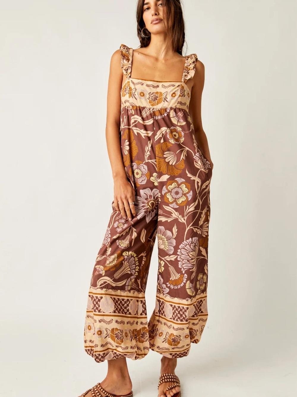 Free People Bali Albright Printed Balloon Leg Bohemian Jumpsuit NWT
